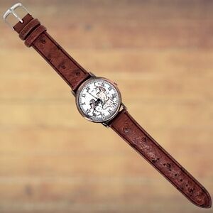 Copper Plated Map Brown Band Watch with Fresh Battery Item# 1079